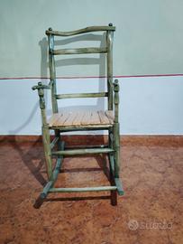 Sedia a dondolo artigianale in legno - pezzo unico