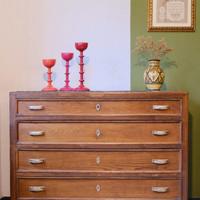 Comò Liberty | Castagno e Marmo Verde Alpi