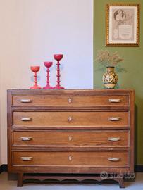 Comò Liberty | Castagno e Marmo Verde Alpi