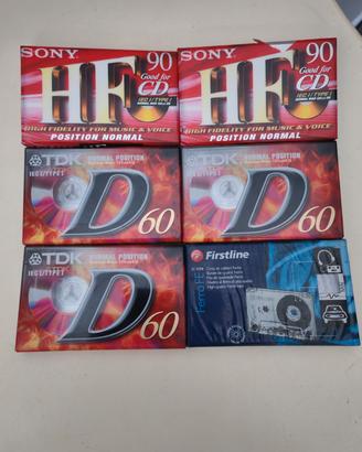 Lotto 6 musicassette nuove vintage da collezione 