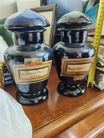 antichi vasi vetro blu da farmacia 