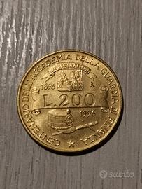 Moneta 200 lire Centenario Accademia G.d.F.