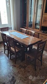 Set Pranzo in NOCE MASSICCIO: Tavolo a libro + 6 S