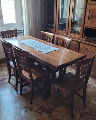 Set Pranzo in NOCE MASSICCIO: Tavolo a libro + 6 S