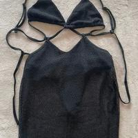 Vestito lungo traforato nero