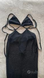 Vestito lungo traforato nero