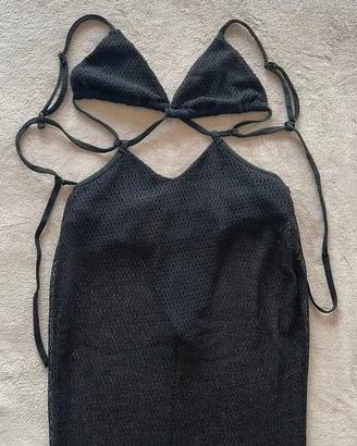 Vestito lungo traforato nero