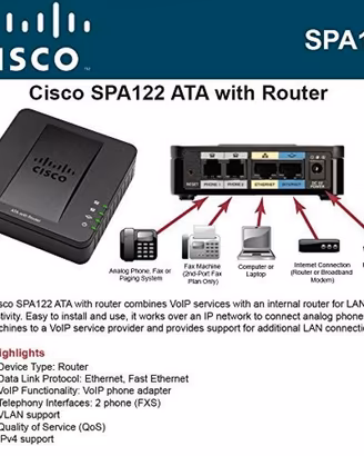 CISCO SPA122 ATA with Router gateway FXS RJ-11 WAN