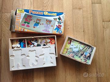 puzzle orsetti in legno e puzzle cubi per figure