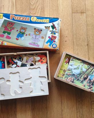 puzzle orsetti in legno e puzzle cubi per figure