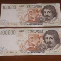 banconota da 100 mila lire Caravaggio