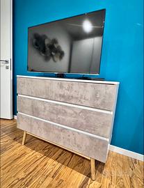 Mobile cassettiera effetto cemento 100x45x80h