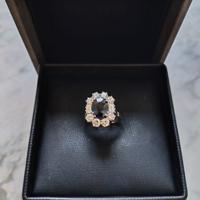 Anello Oro Bianco Zaffiro e Diamanti