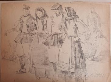 Ballo sardo disegno su carta 