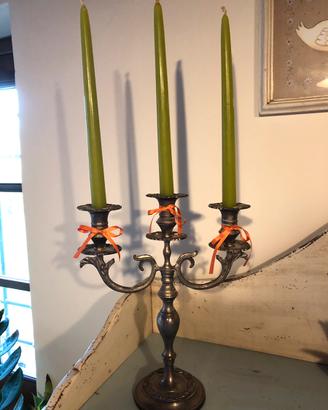 Candelabro Argento + 3 Candele