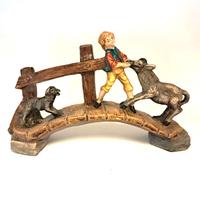 Presepe 10 cm pastore ponte asino cane CARTAPESTA