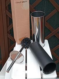 spazzolino bagno acciaio inox nuovo in scatola 