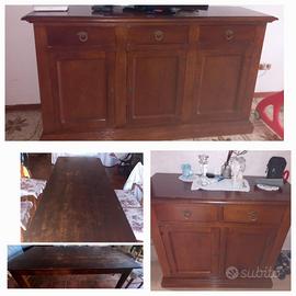 credenza/madia+tavolo legno massello stile classic