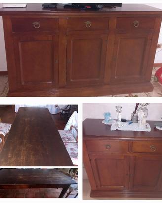 credenza/madia+tavolo legno massello stile classic