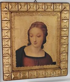 Quadro Sacro Madonna con Aureola Dipinto su Legno