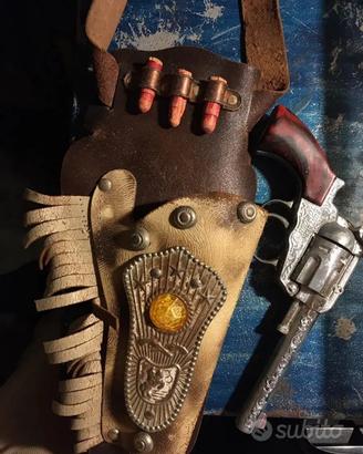 pistola cowboy fodera e cintura anni 60 giocattolo