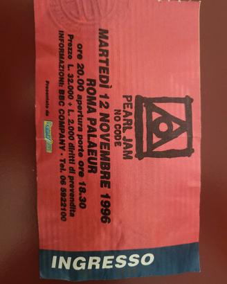 biglietto concerto Pearl Jam 1996