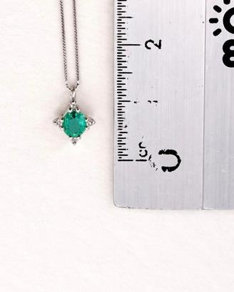 Collana - 18 carati Oro bianco Smerlado e Diamante