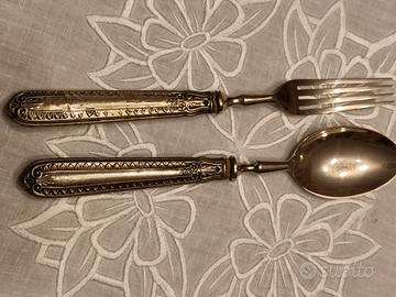 Posate vintage con manicoin argento 800