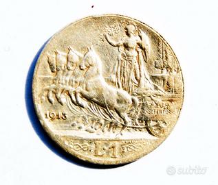 Moneta "1 LIRA "in Argento cd. "QUADRIGA" 1913