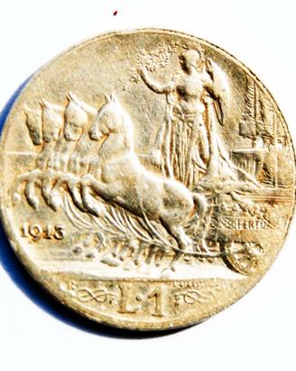 Moneta "1 LIRA "in Argento cd. "QUADRIGA" 1913