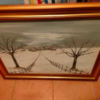 quadro cornice legno oro interno paesaggio 