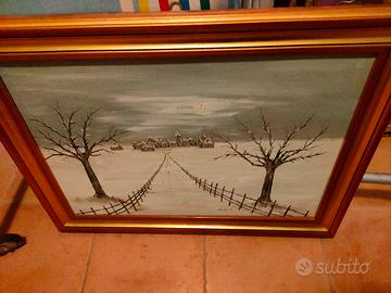 quadro cornice legno oro interno paesaggio 