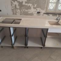 Top in quarzo per cucina con vasche