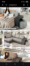divano letto angolare contenitore e  pouf
