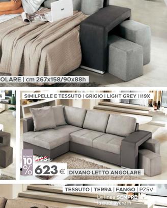 divano letto angolare contenitore e  pouf
