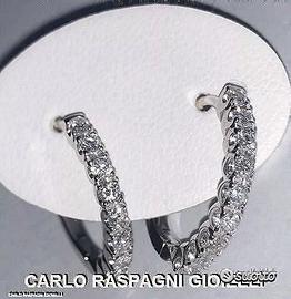 ORECCHINI A CERCHI ORO BIANCO 18kt. E DIAMANTI