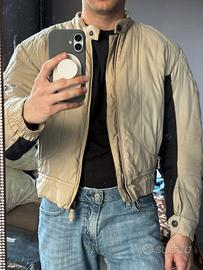 Giacca biker moto motociclista beige pilota uomo