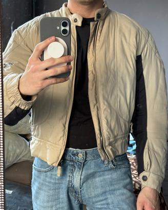 Giacca biker moto motociclista beige pilota uomo