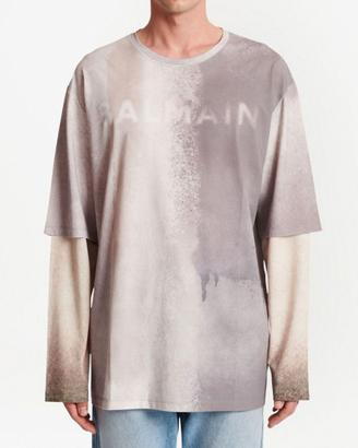 BALMAIN Maglietta Stampa Cotone Nuova Tg S 825€