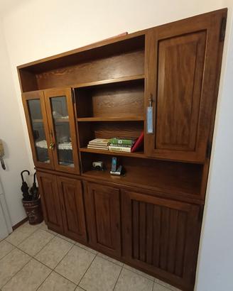 Mobile vetrina e libreria in legno massello