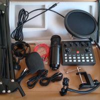 Microfono +scheda audio per podcast, registrare