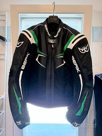 Giacca moto in pelle Berik Radic nero/verde/bianco