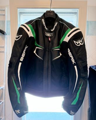 Giacca moto in pelle Berik Radic nero/verde/bianco