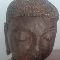 Antica Testa di Buddha in granito 12kg con sigillo