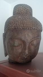 Antica Testa di Buddha in granito 12kg con sigillo