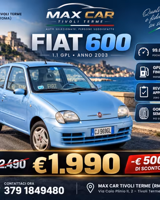 FIAT 600 1.1 FIER• GPL 2030 •99000 km•NEOPATENTATO