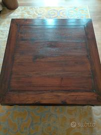 ANTICO TAVOLINO TAVOLO  ETNICO VERO LEGNO PREGIATO