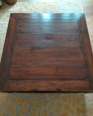 ANTICO TAVOLINO TAVOLO  ETNICO VERO LEGNO PREGIATO