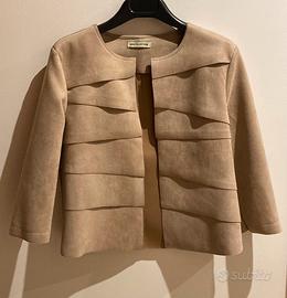 Giacca donna beige con manica a tre quarti