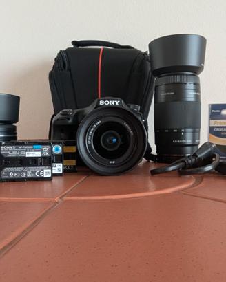 Sony A57(per ricambi)+4 obiettivi+3 batt+accessori